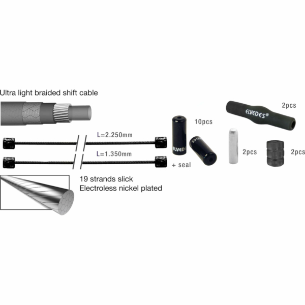 Elvedes schakel kabel kit Pro ATB/RACE zwart - Image 3