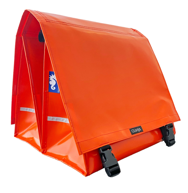 Clarijs fietstas dubbel XL PVC 46L met uitsparing oranje