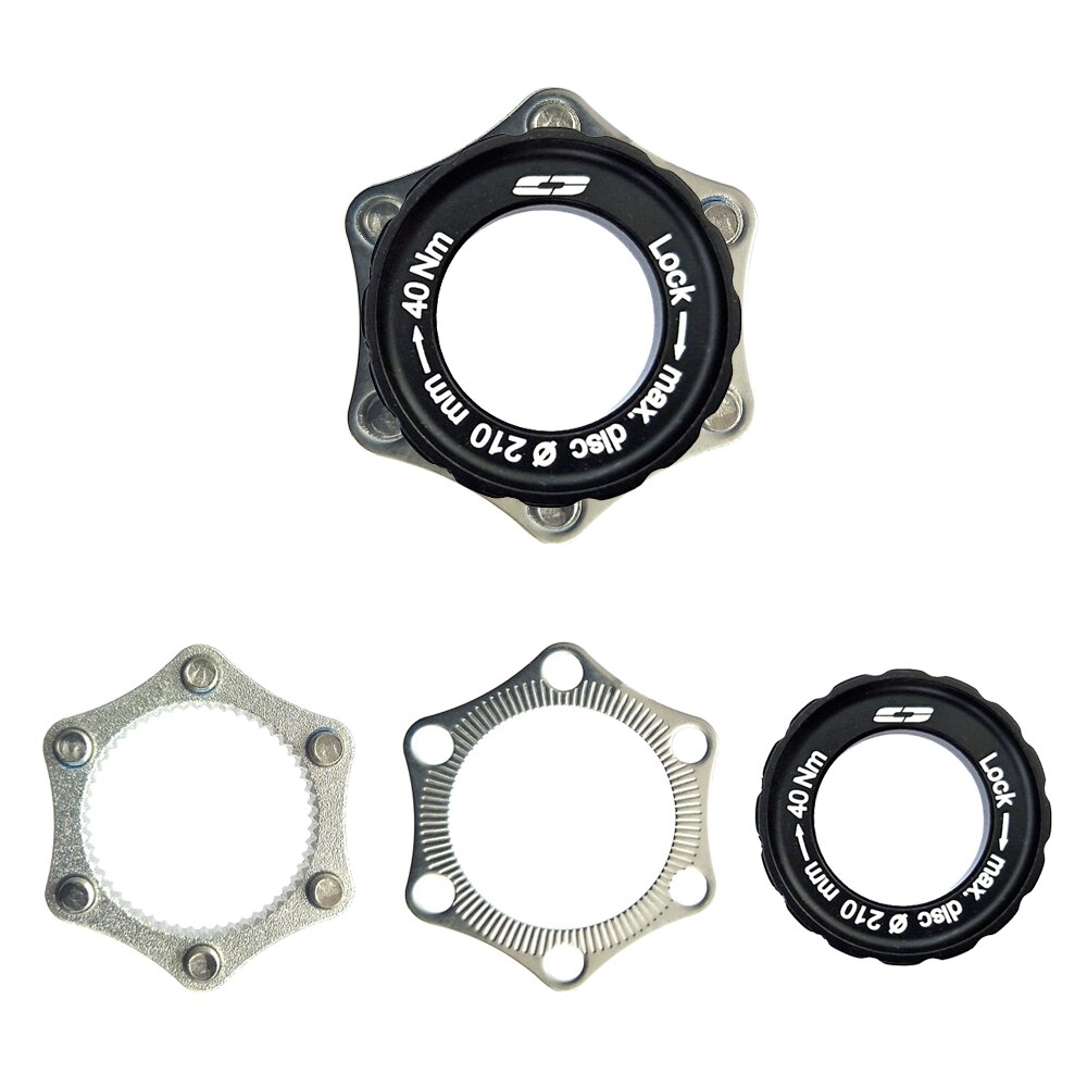 Cyclotech adapter centerlock naar 6 gaats, Thru axle