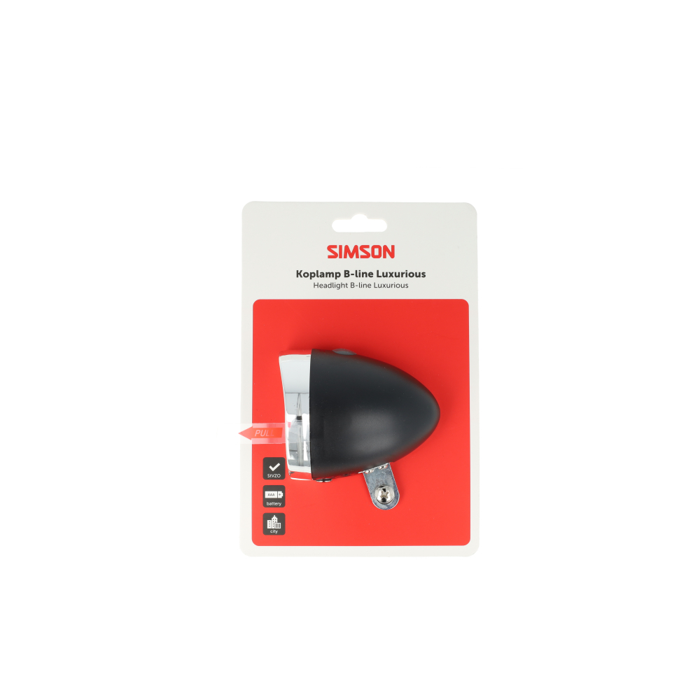 Simson koplamp Classic Luxurious batterij 30 lux zwart