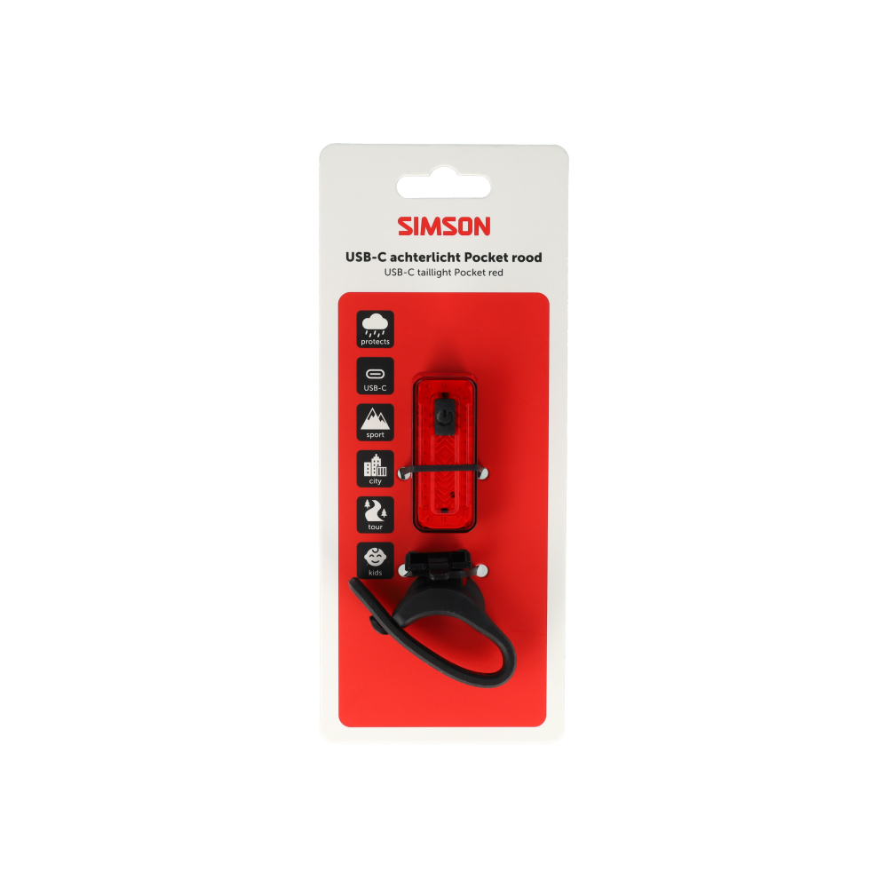Simson USB-C LED lamp Pocket rood