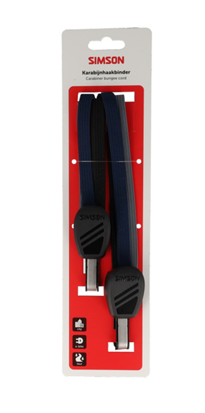 Simson karabijnhaakbinder 60cm zwart/blauw/antraciet