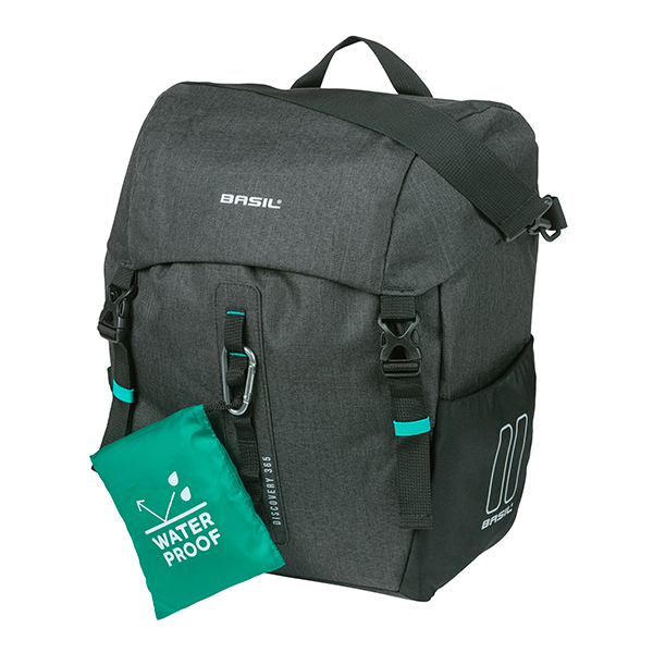 Basil fietstas enkel Discovery 365D L MIK Hooks zwart 20L